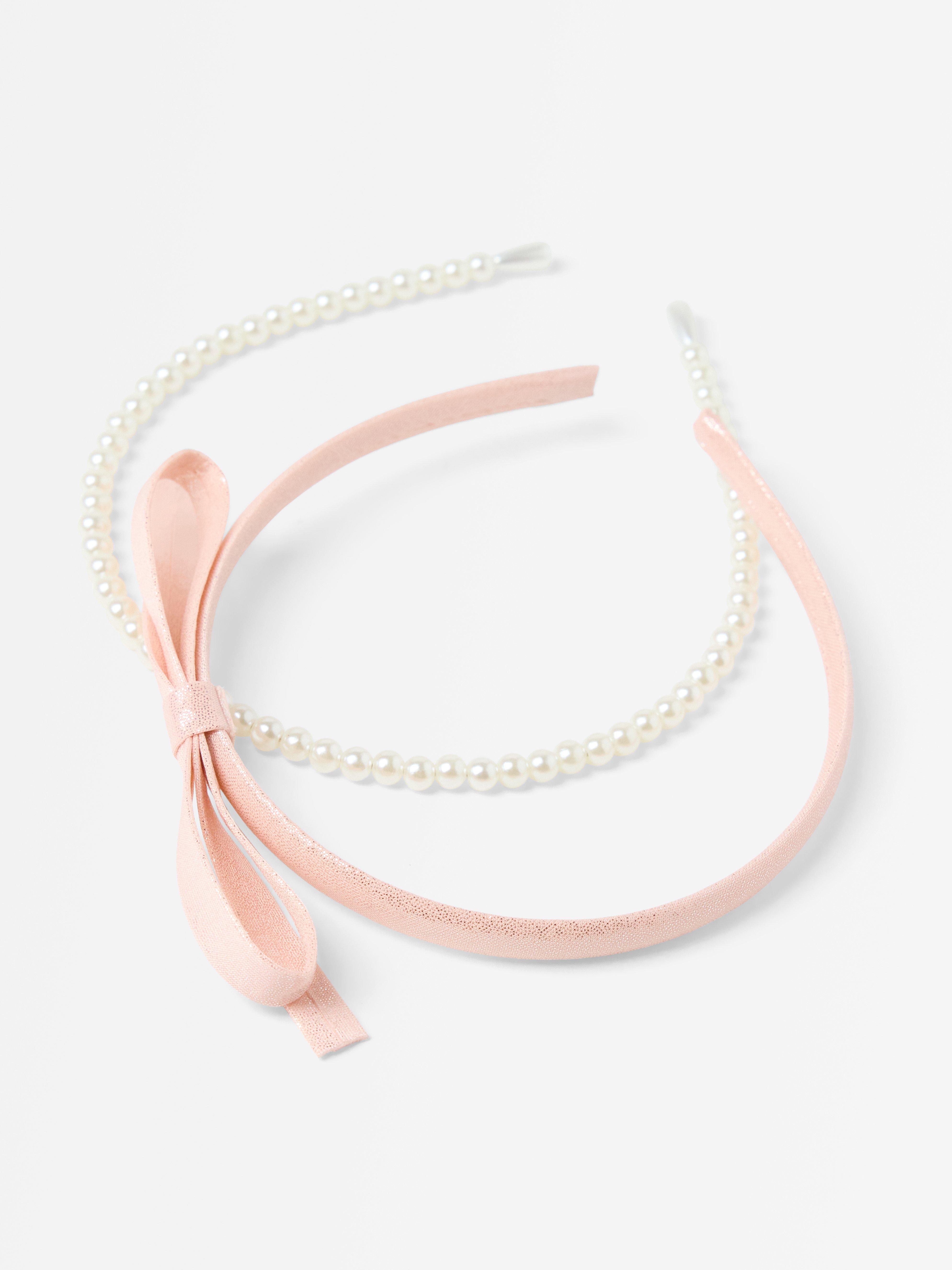 Conjunto com 2 tiaras brancas