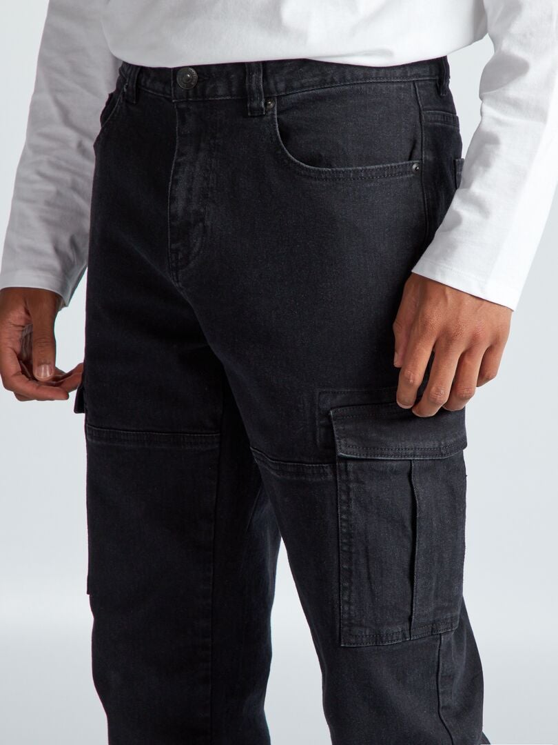 Spodnie jeansowe Slim Fit Multi-Pocket - 36L - CZARNE