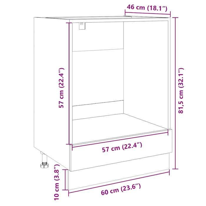 vidaXL Armoire à four Chêne sonoma 60x46x81,5 cm Aggloméré, armoire de cuisine, armoire de rangement, meuble de cuisine, 849617