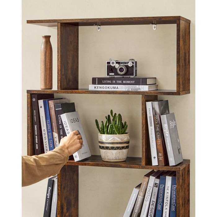 Libreria a 6 ripiani, 24 x 70 x 191,6 cm, mobile contenitore, divisorio per ambienti, moderno, marrone rustico
