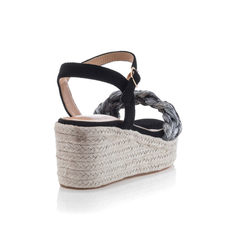 Dámske čierne espadrilky s lanovou podrážkou