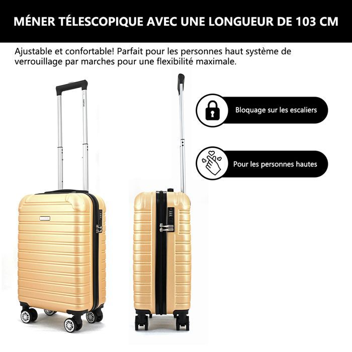 Valise Cabine 55×35×20 cm – Valise Rigide en ABS Légère Anti-Choc avec Serrure à Code et 4 Roulettes – Compatible Ryanair – orange