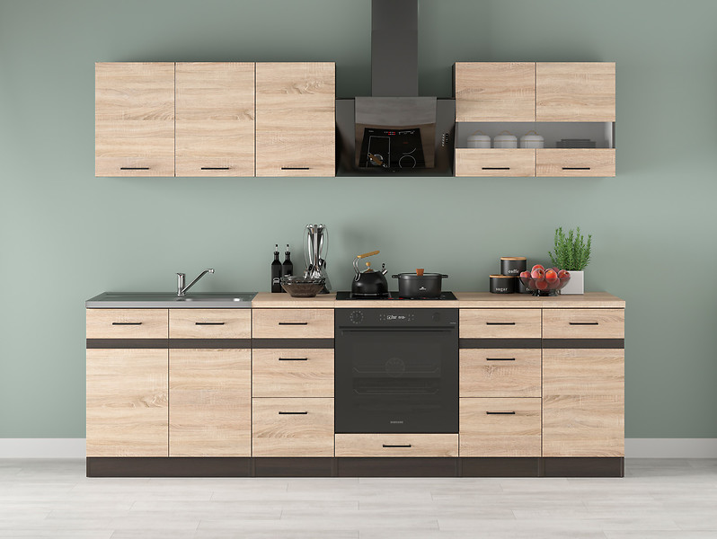 Komplet kuchenny Junona Line 260 cm dąb sonoma z blatem