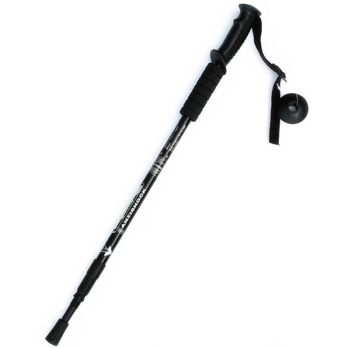 Walking Stick - Black - Adjustable Aluminum 65-135CM - Hiking, Mountaineering, Travel, Outdoor Sports