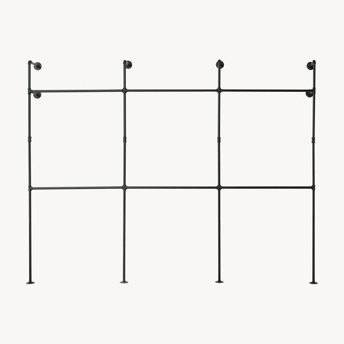 Kenävatka wall-mounted clothes rack, 222 x 296 x 31 cm, black
