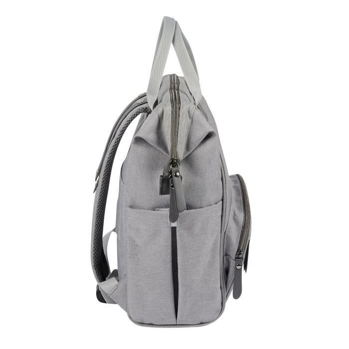 Mochila cambiador BEABA Wellington para bebé, gran capacidad de almacenamiento, cambiador incluido, amplia abertura, gris.