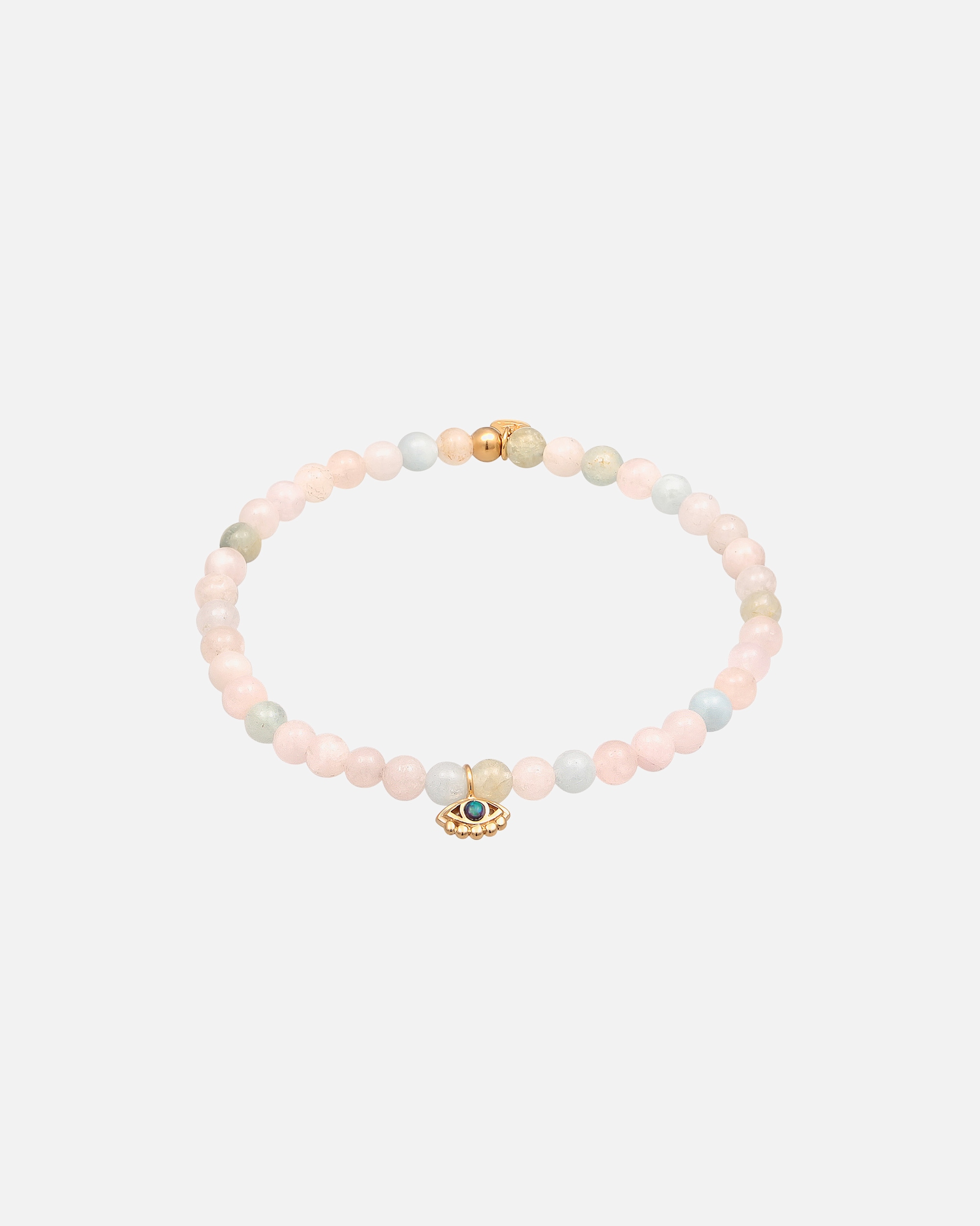Elli PREMIUM Elli PREMIUM Bracelet Femmes Nazar œil été avec Morganite perles en argent sterling 925 plaqué or