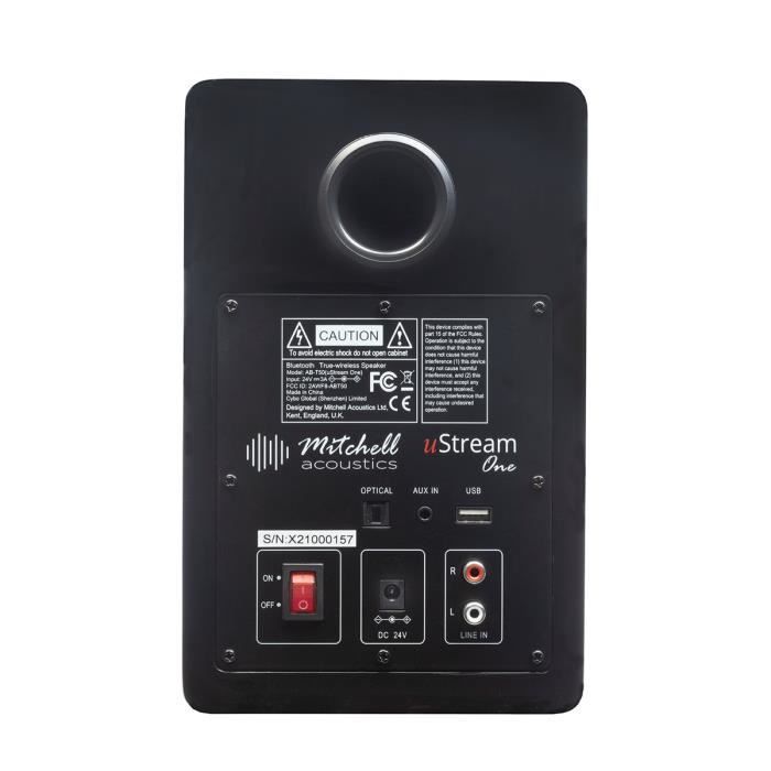 Mitchell Acoustics - uStream One True Wireless Stereo – Par de altavoces estéreo inalámbricos Bluetooth HiFi para estantería. Negro