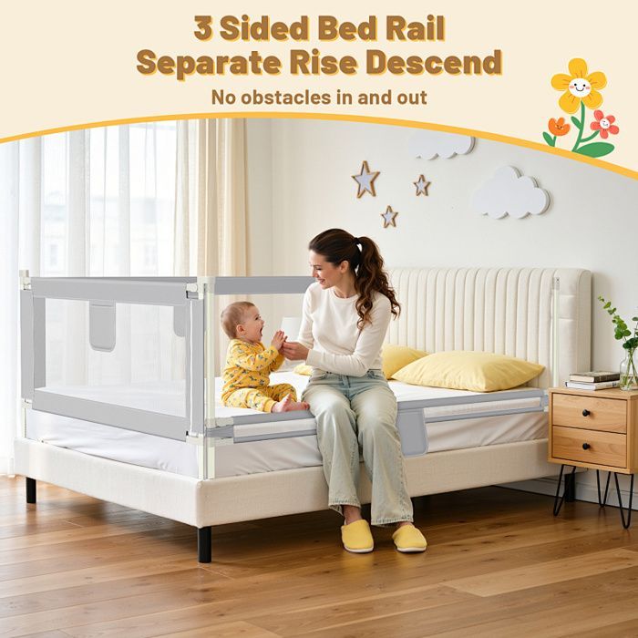 200CM Baby Bed Rail, Portable Protective Barrier for Children 0-10 Years Old, Child Safety Bed Rail