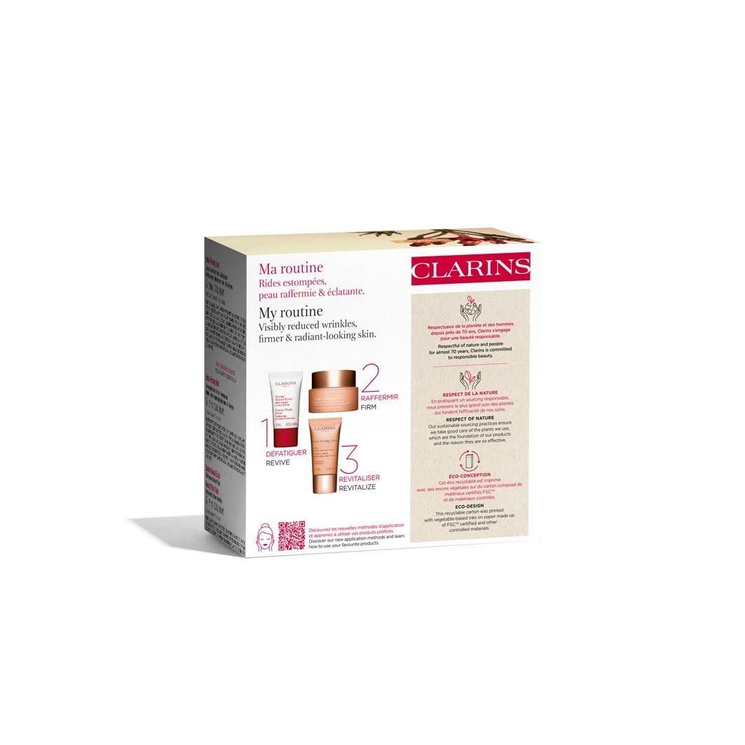 Sada na starostlivosť o pleť Clarins Extra-Firming 40+: Základná starostlivosť pre viditeľne pevnejšiu pleť a proti vráskam. – 1 kus