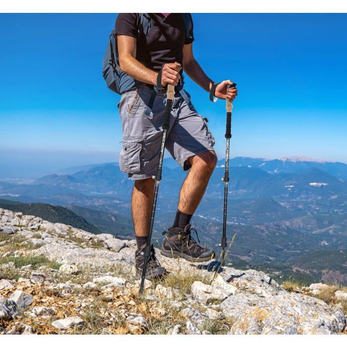 Hiking poles, walking sticks, trekking poles - 63-135 cm - Foldable and adjustable - Telescopic - For men and women