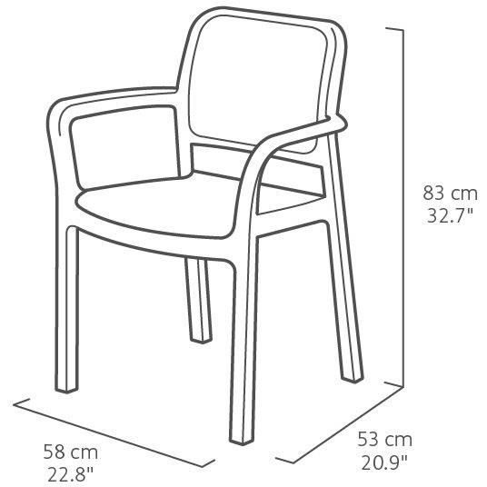Allibert by KETER - Chloe - set of 6 garden chairs - in resin with a woven rattan look - graphite grey