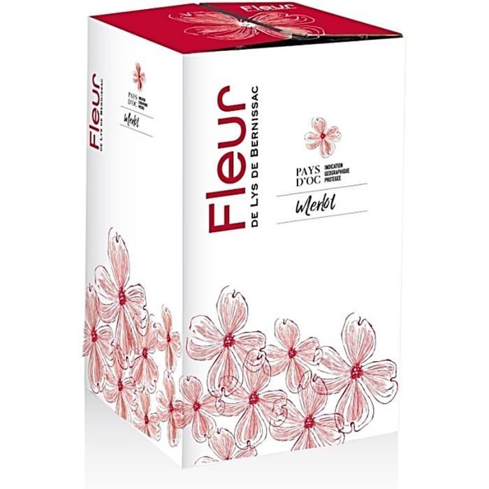Vino tinto Fleur de Lys Merlot 10L - IGP Pays d'Oc - Bag in Box - Languedoc-Rosellón