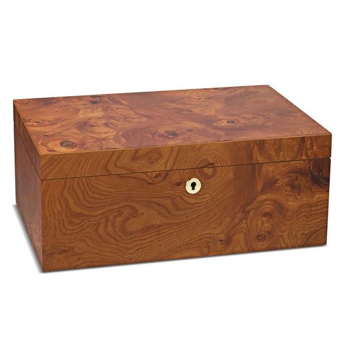 Humidor per sigari Adorini Deluxe in radica di olmo - Grande capacità