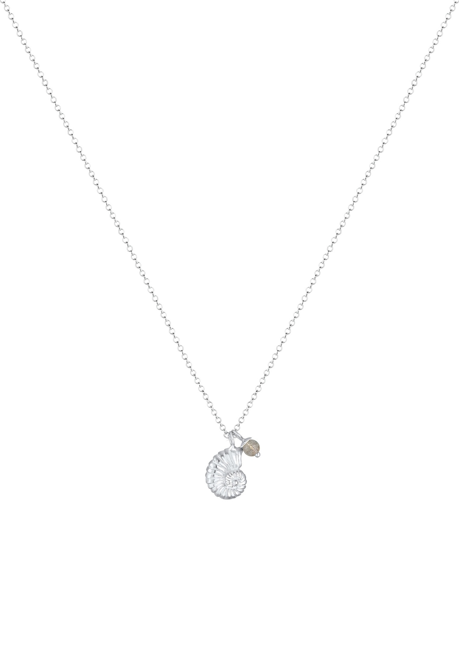 Elli Femmes pendentif coquillage avec pierre précieuse Labradorite en argent sterling 925