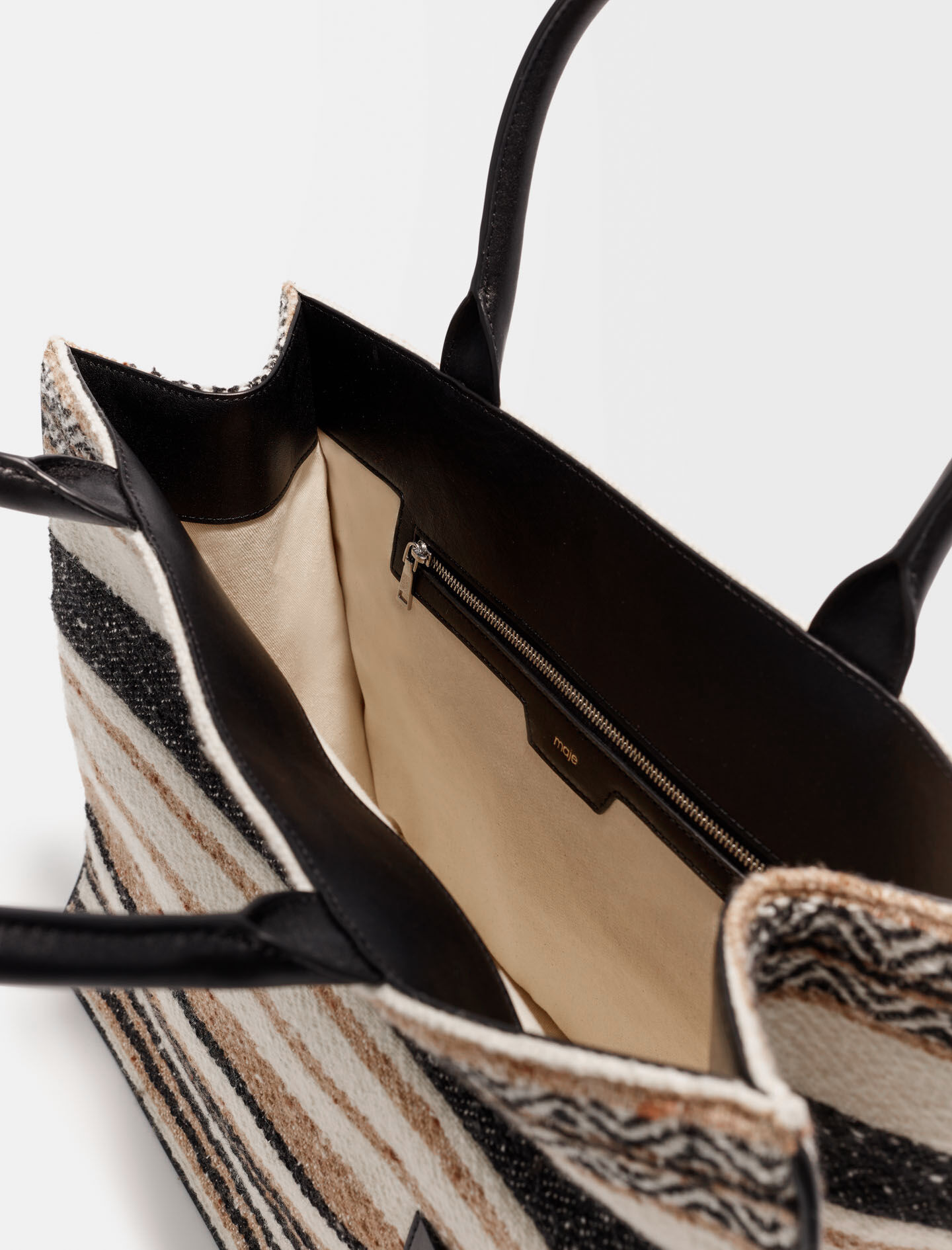 Gestreepte shopper - Zwart