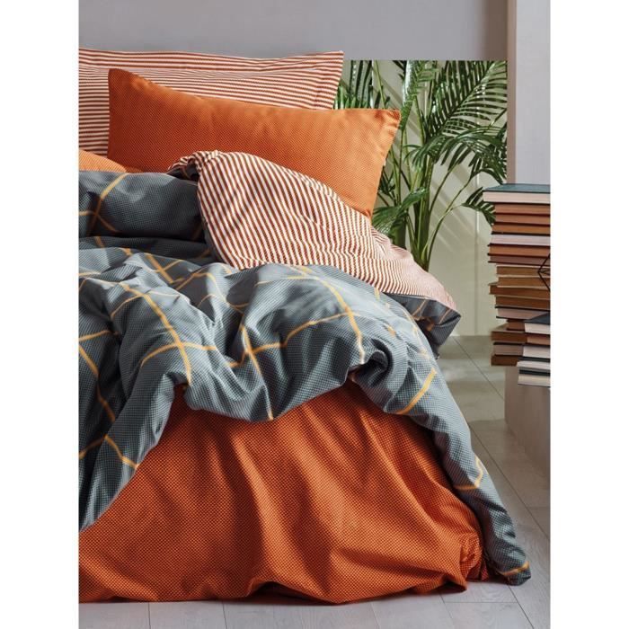 Bedding Set - 1 duvet cover 220 x 240 cm + 2 pillowcases 60 x 60 cm - 100% reinforced cotton - Cinnamon