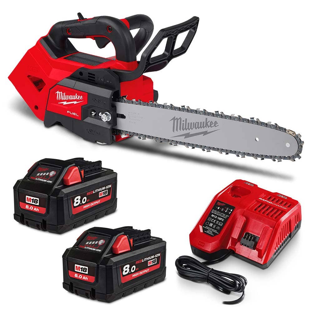 Kit de motosserra com cabo superior MILWAUKEE FUEL™ 18V 2 x 8,0 Ah 356 mm (14