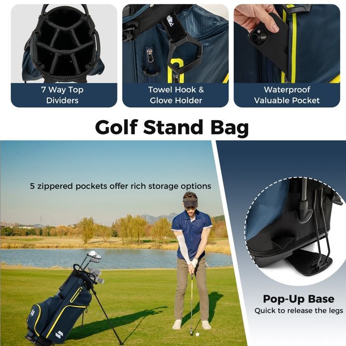Conjunto de tacos de golfe masculino de 15 peças com bolsa - 10 tacos - Pilots - Ferros - Híbrido - Fairway - Putter, 3 capas protetoras