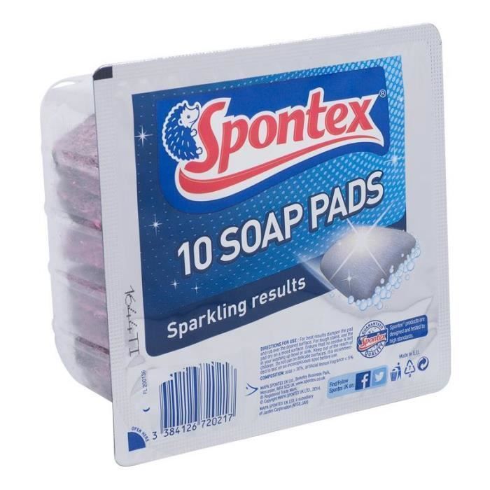 Schwamm – Geschirrtuch – Scheuerschwamm – Spülbürste – Spontex getränkte Reinigungspads, 10-teilig, Seifenpads 00004