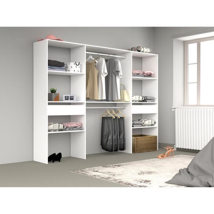 Dressing double ARTIC - L 220 x P 40 x H 180 cm - Blanc - Made in France