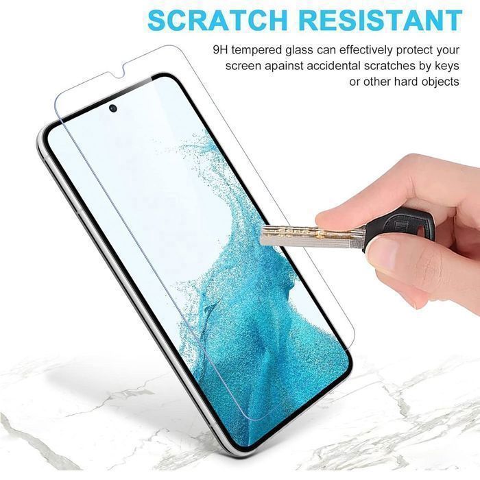Protective Case - BOOLING - for Samsung Galaxy S22 - Liquid Silicone - Black + 2 Tempered Glass Screen Protectors