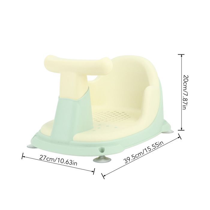Seggiolino da bagno per neonati, leggero e sicuro, in plastica con ventose, per neonati e bambini piccoli, colore verde.
