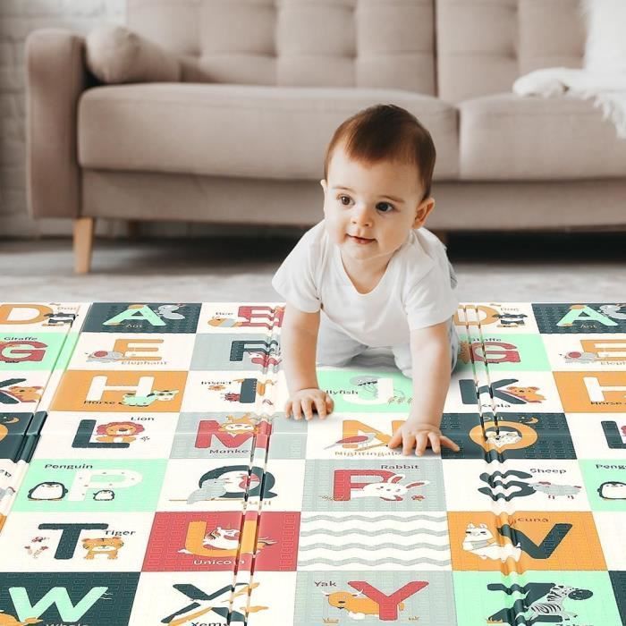 Babylegemåtte, foldbar aktivitets- og legemåtte til babyer, fortykket foldbar skummåtte, 180x200x1cm