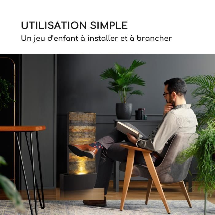 Fontaine de jardin - Blumfeldt Raincastle - éclairage LED - Pompe 8W - Pour intérieur et extérieur - Marron