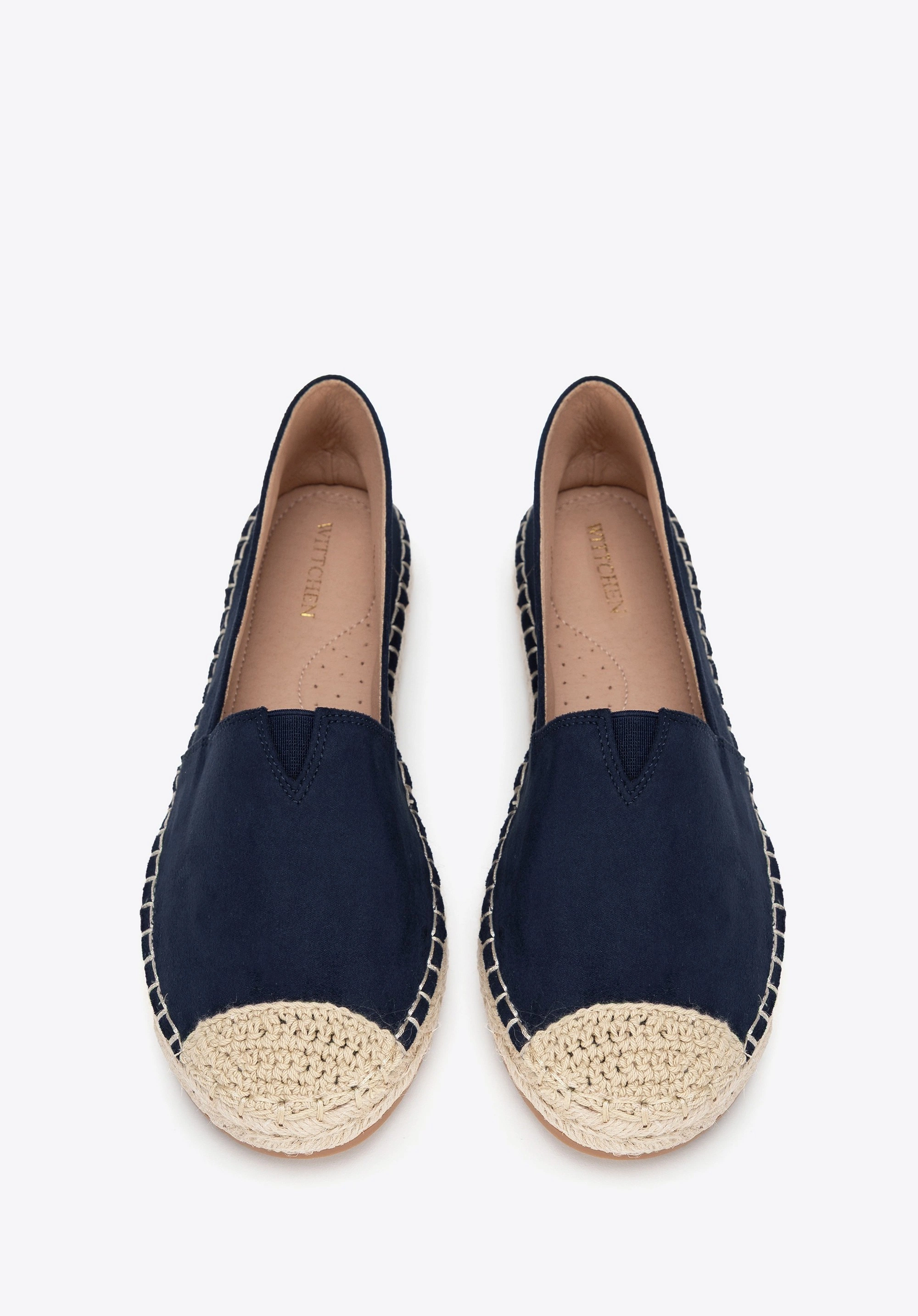 Damskie espadryle z plecionym noskiem granatowe