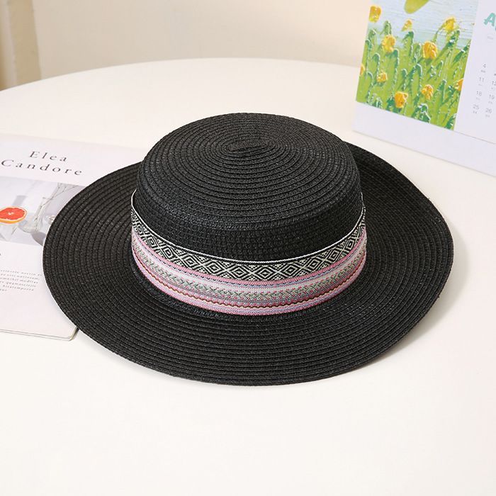 FUNMOON Sombrero de paja para niño con orejas decoradas con el personaje Baby Sun y cubo de playa Panamá - 777052