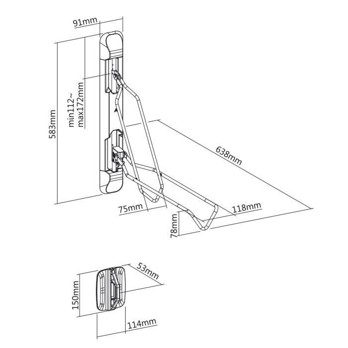 Soporte de pared para bicicletas - MACLEAN - MC-471 - 35 kg máx. - Acero - Negro