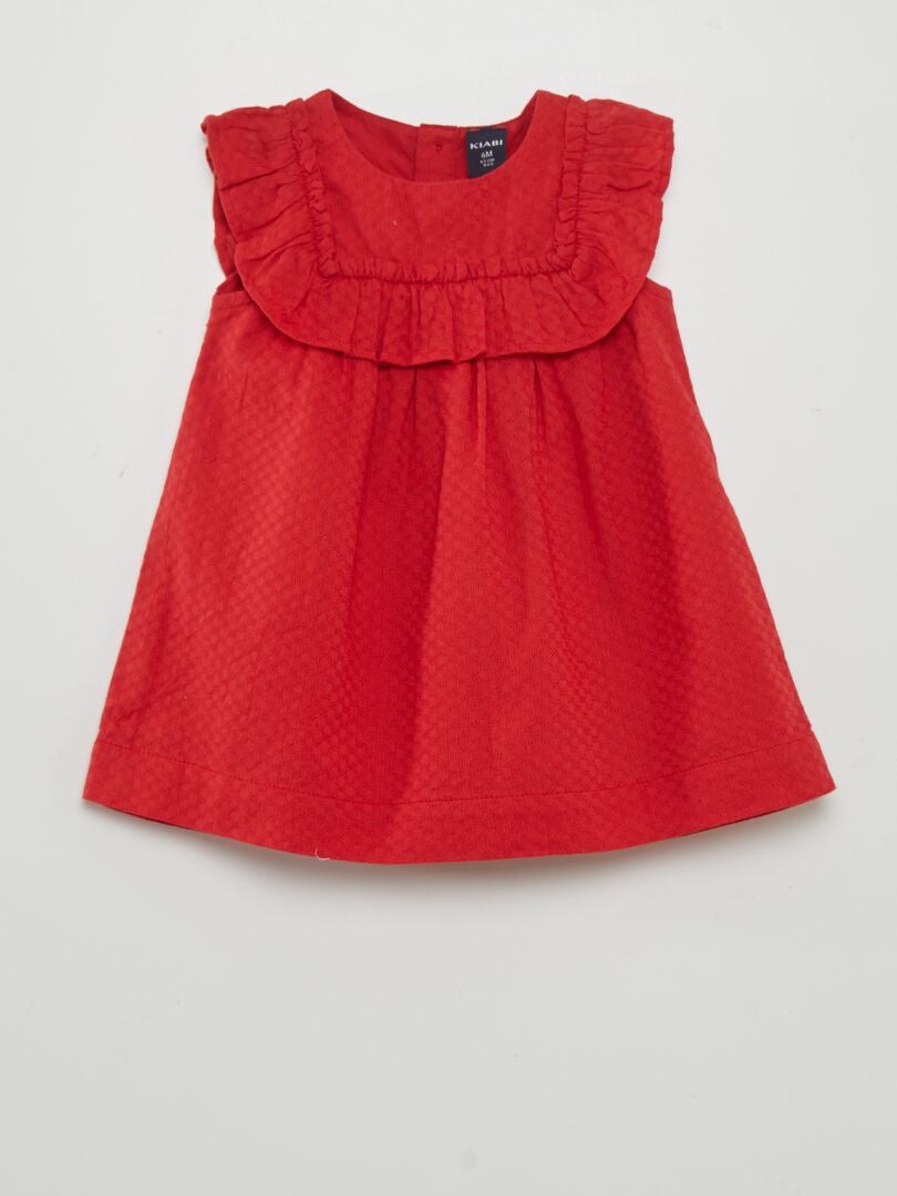A-lijn jurk met ruches + bijpassende culottes - ROOD