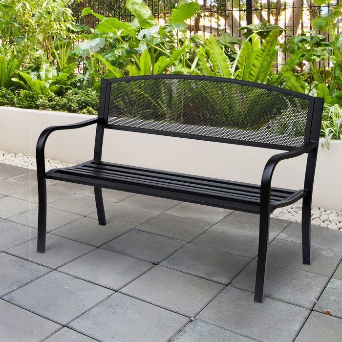 Outsunny - Tuinbank - Metaal - 127x60x87cm - Zwart