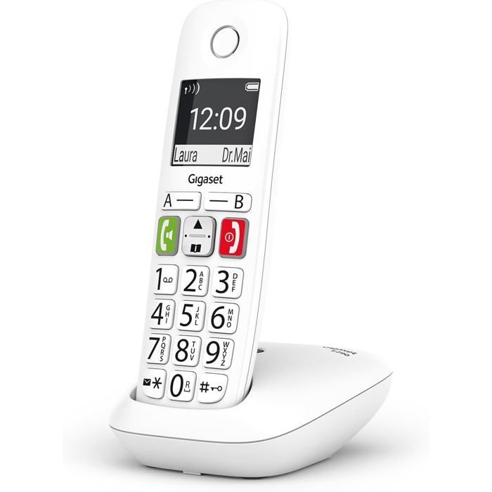 FLEUVE - Telefono fisso - E290 - Telefono per anziani - Tasti grandi - Suono amplificato - Accesso diretto ai numeri importanti - Bianco