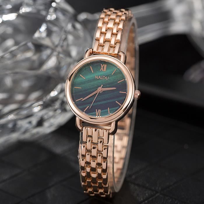 Montre élégante pour femmes RMEGA - Vintage - Analogique - Bracelet en acier inoxydable/cuir