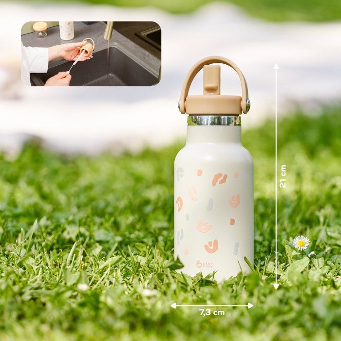 Babymoov - Gourde Enfant Isotherme 350ml - Anti Fuites - Paille Intégrée - Garde 12h au Frais et 6h au Chaud - 2e Paille Inclus