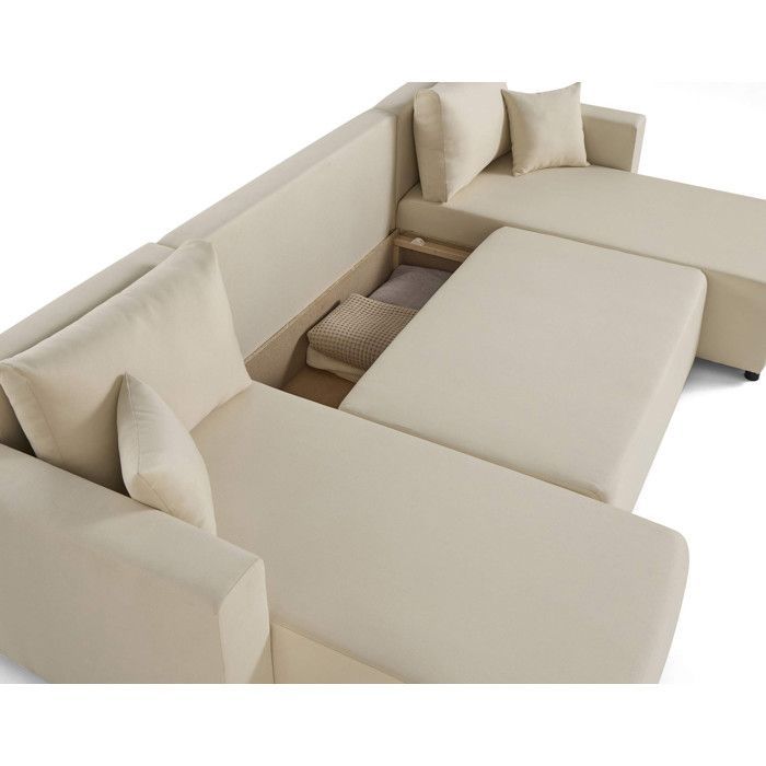 Regala - divano panoramico - 7 posti - trasformabile con contenitore - tessuto - beige