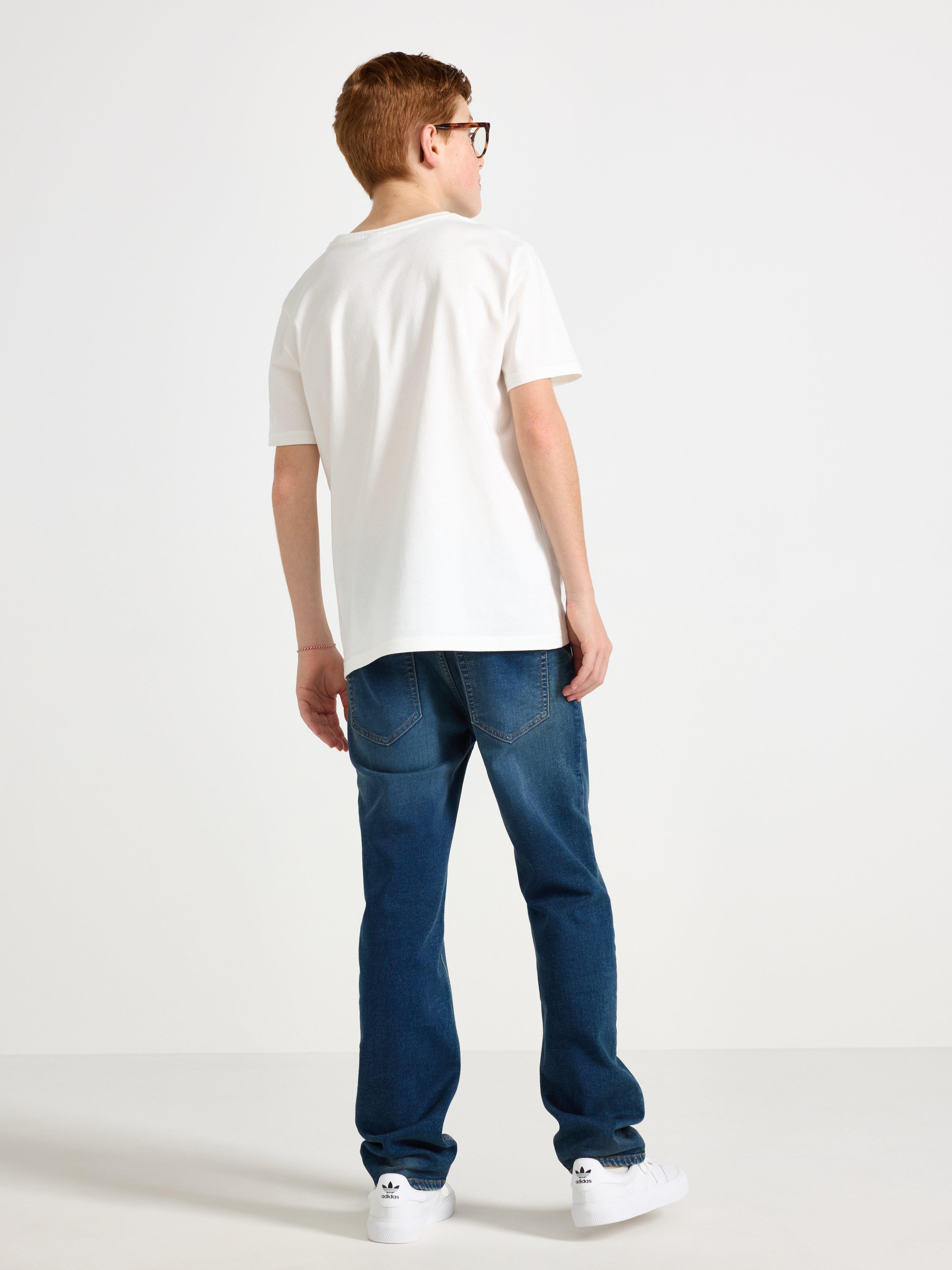 STAFFAN Jeans rectos súper elásticos de mezclilla oscura