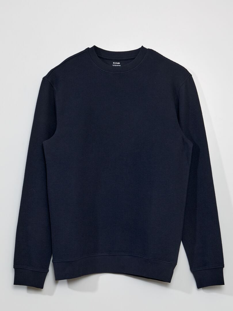 Sweatshirt met ronde hals in gestreepte stof - BLAUW