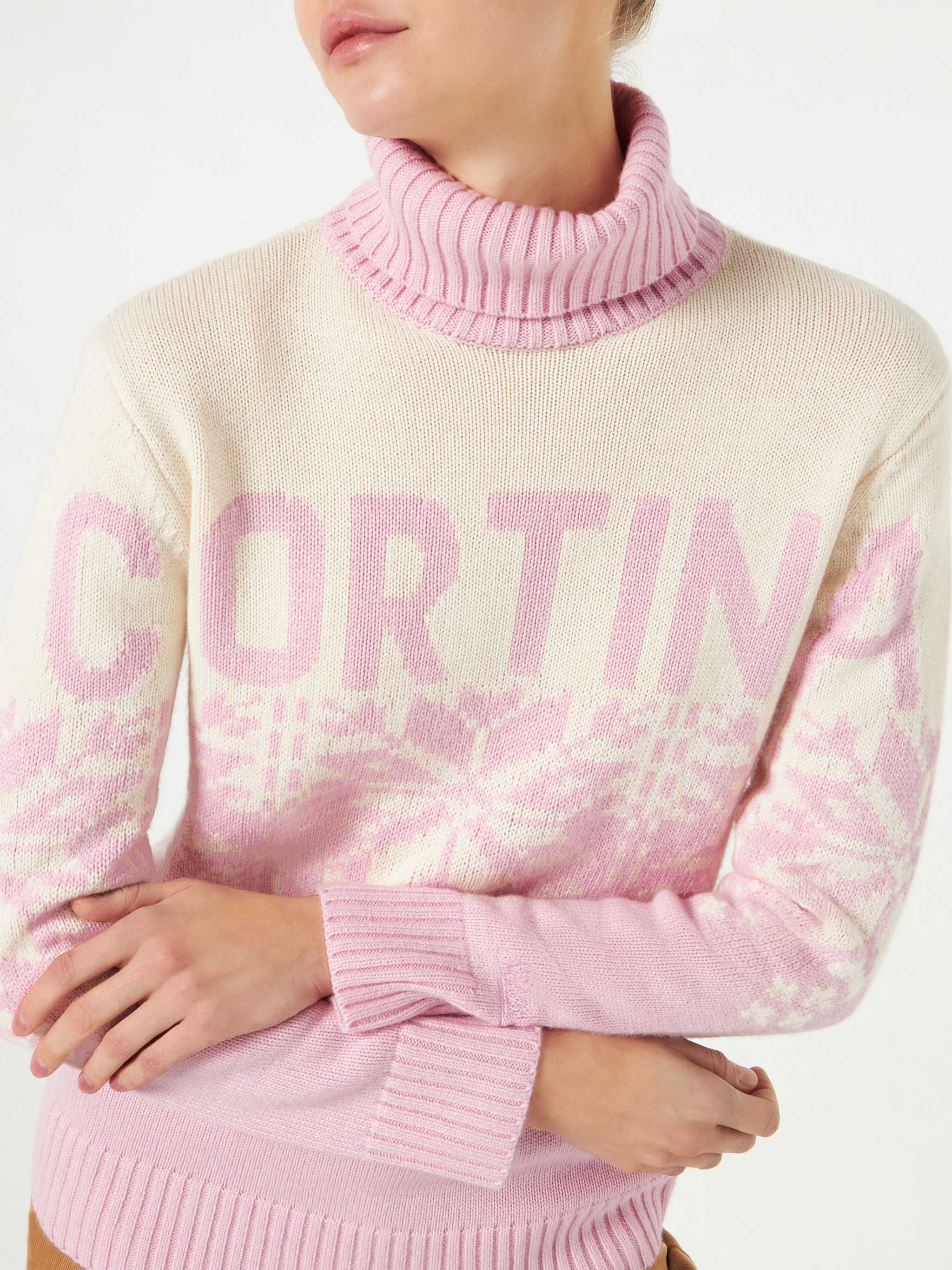 Jersey de cuello alto jacquard para mujer Cortina