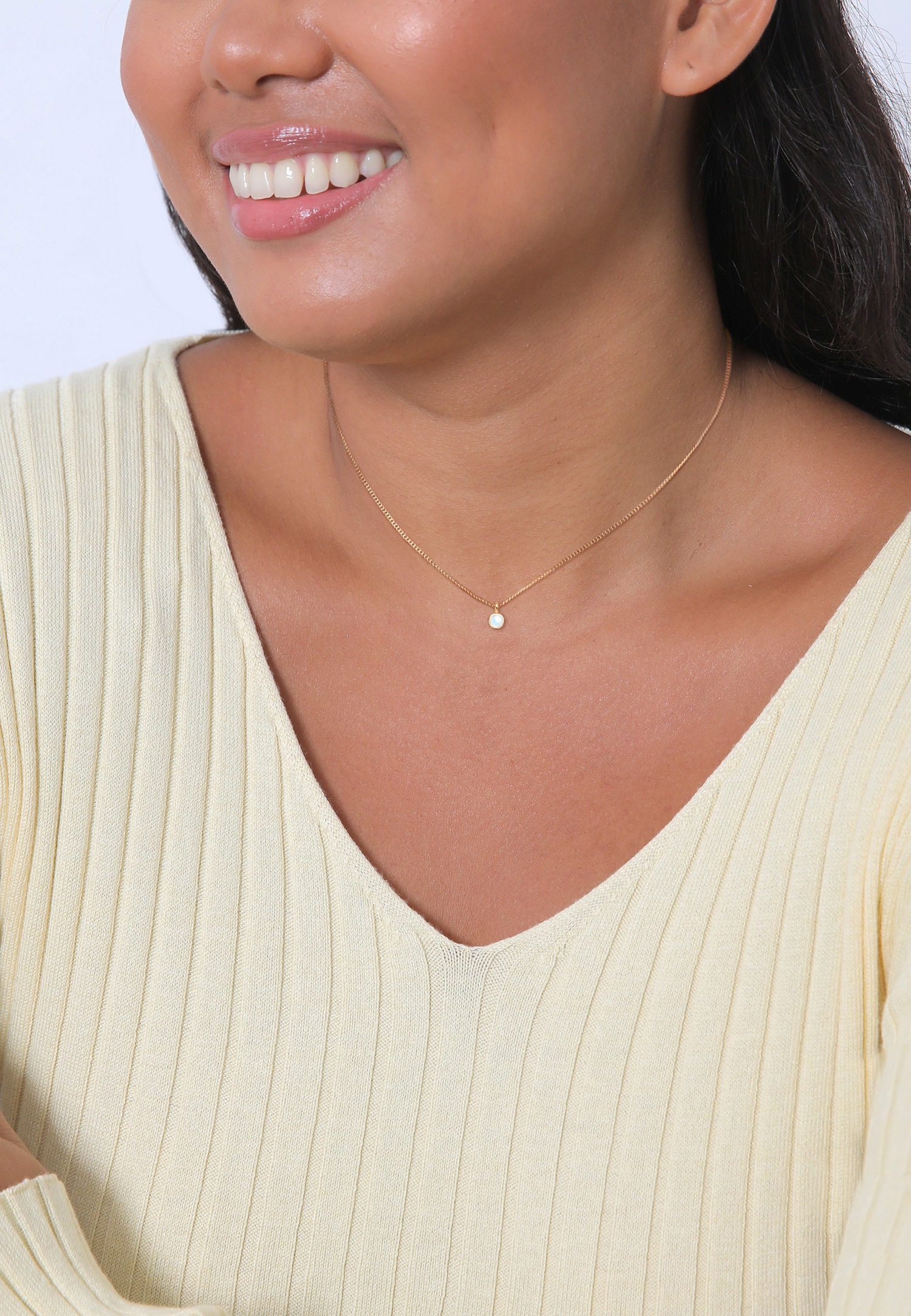 Elli Femmes Choker Pendentif Géo avec Pierre de Lune en Argent Sterling 925