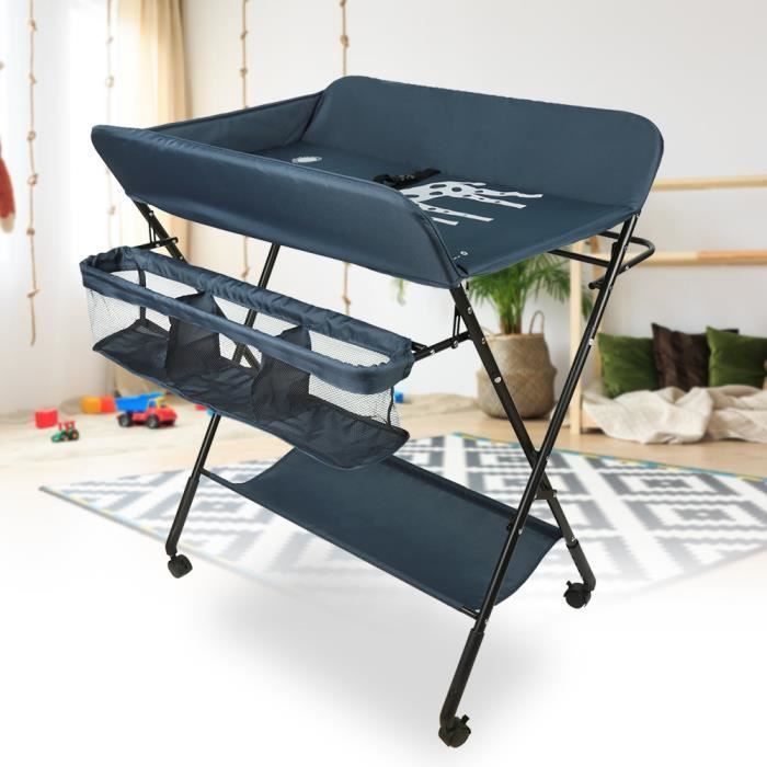 Foldable Baby Changing Table - KEDIA - Dark Blue - Adjustable Height - Weight Capacity up to 30 kg - 80*66*98cm