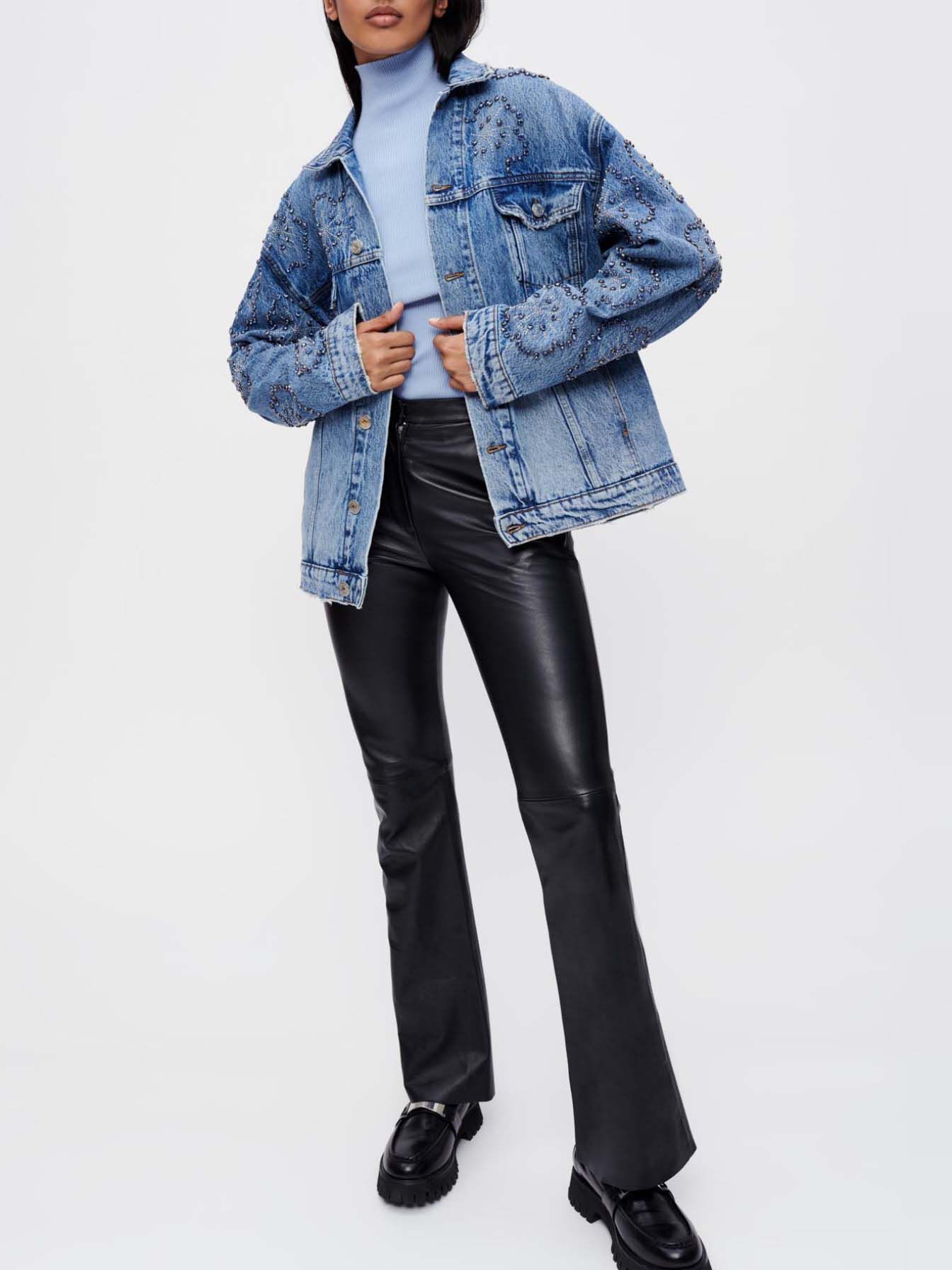 Pantaloni din piele negri - Negru