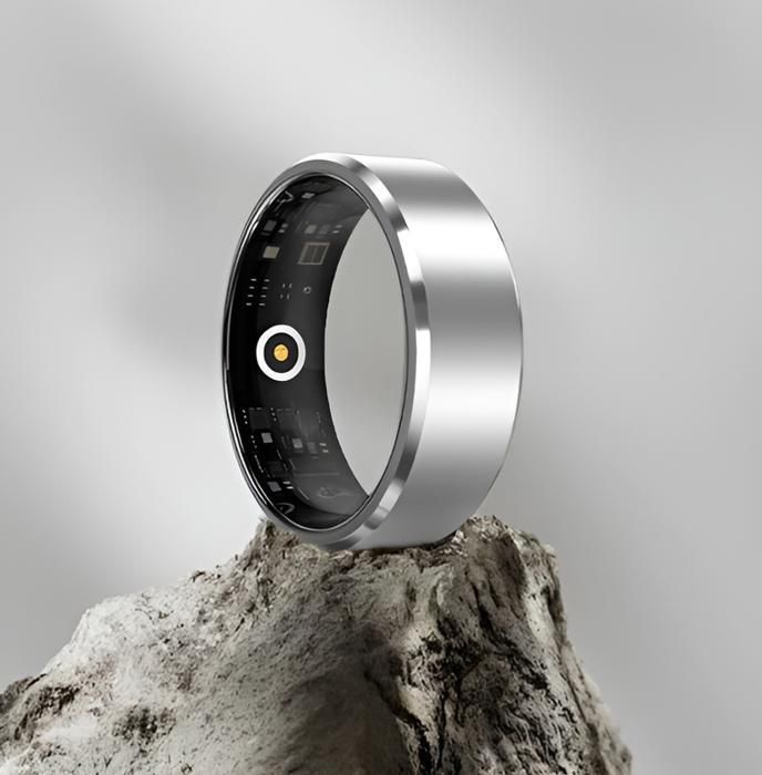 Waterproof Smart Ring, Activity Tracker, Fitness Coach, Health Monitoring, Heart Rate, Sleep, Stress, Grey, Size 8
