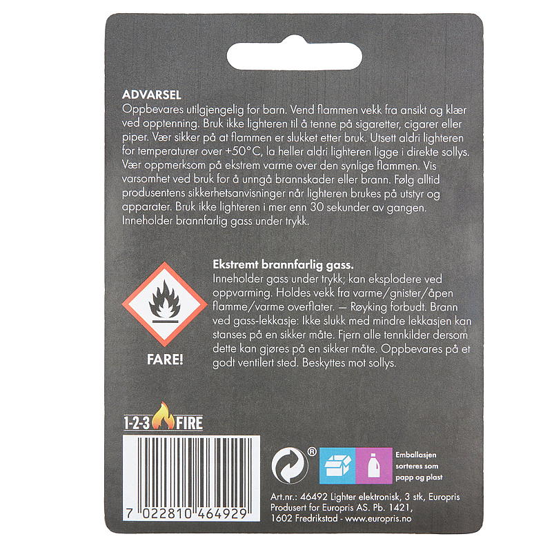 1-2-3 Tändfläkt 3 st. elektronisk Europris
