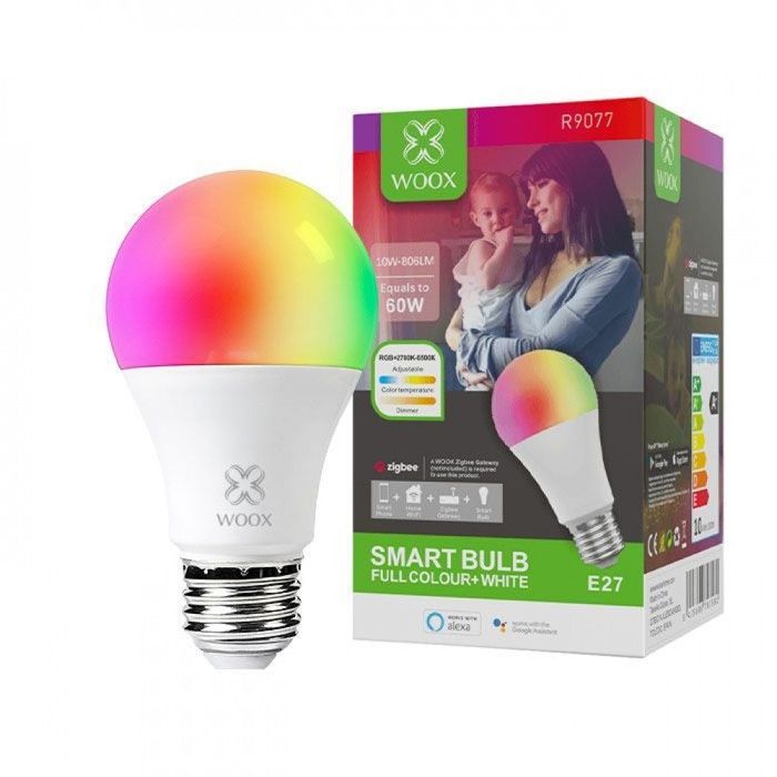 E27 RGB Smart Bulb - WOOX - Zigbee - Compatible with Alexa and Google Assistant - 9W - 25000h