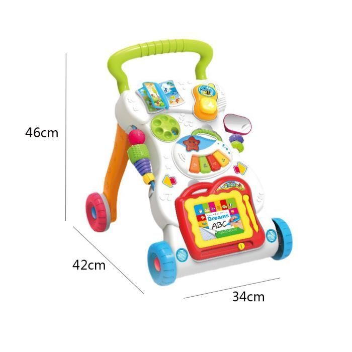 PIMPIMSKY Trotteur bébé 3 en 1, Jouet de marcheur musical vitesse réglable pour bébé plus de 9 mois