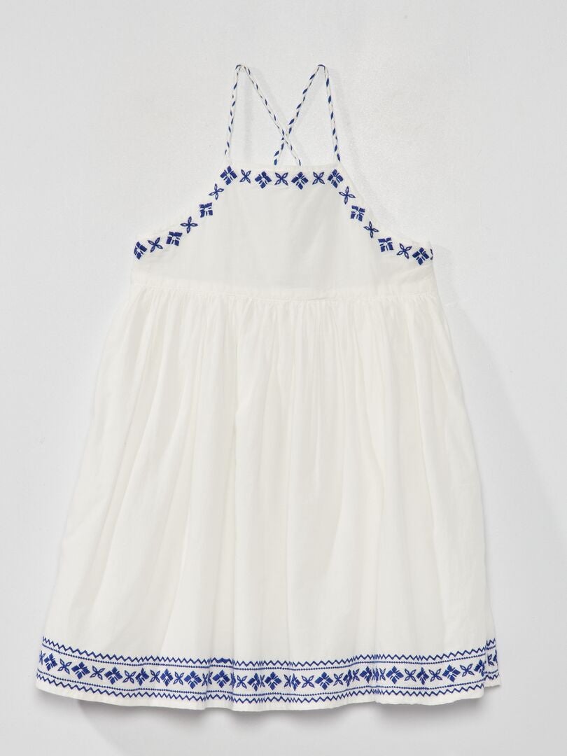 Vestido con falda amplia - blanco/azul