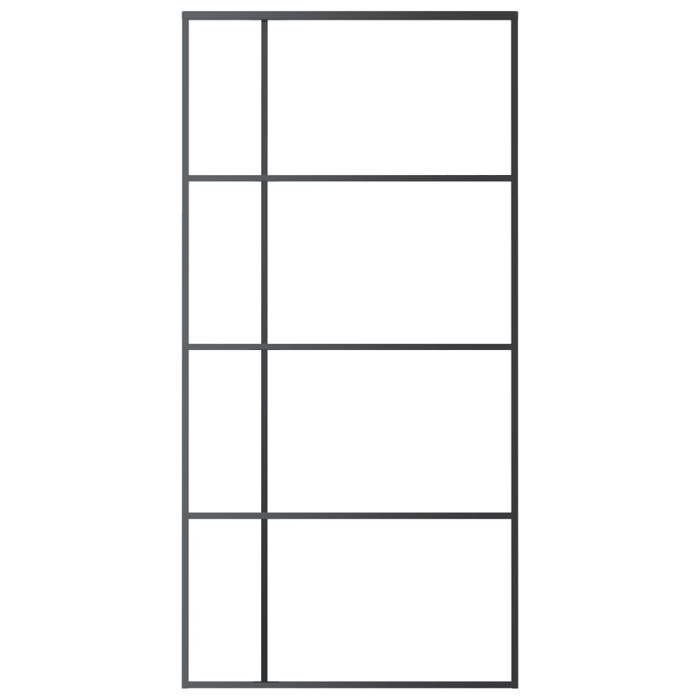 (Black) Front Door - Magnificent Sliding Door Frosted ESG Glass Aluminum 102.5x205 cm Black 26971